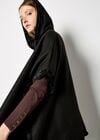 Hooded Faux Fur Cape, Black, large