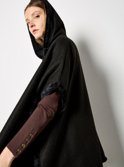 Hooded Faux Fur Cape