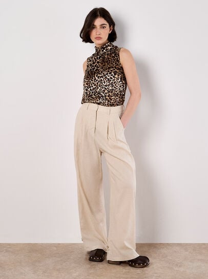 Textured Satin Leopard Print Top