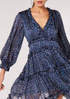 Textured Dot Ruffle Dress, Navy, large