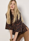 Batik Leaf Jersey Knit Top, Orange, large