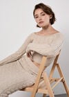 Cable Knit Cropped Jumper, Stone, large