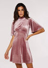 Velvet Flare Mini Dress, Pink, large