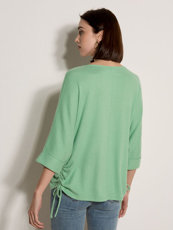 Soft Touch Drawstring Batwing Top, Mint, large