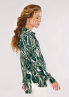 Marble Print Plisse Shirt, Green, large