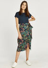 Tropical Wrap Skirt, Navy, large