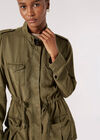 Drawstring Waist Utility Jacket, Green, large