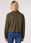 Cropped Corduroy Shacket, Khaki, large