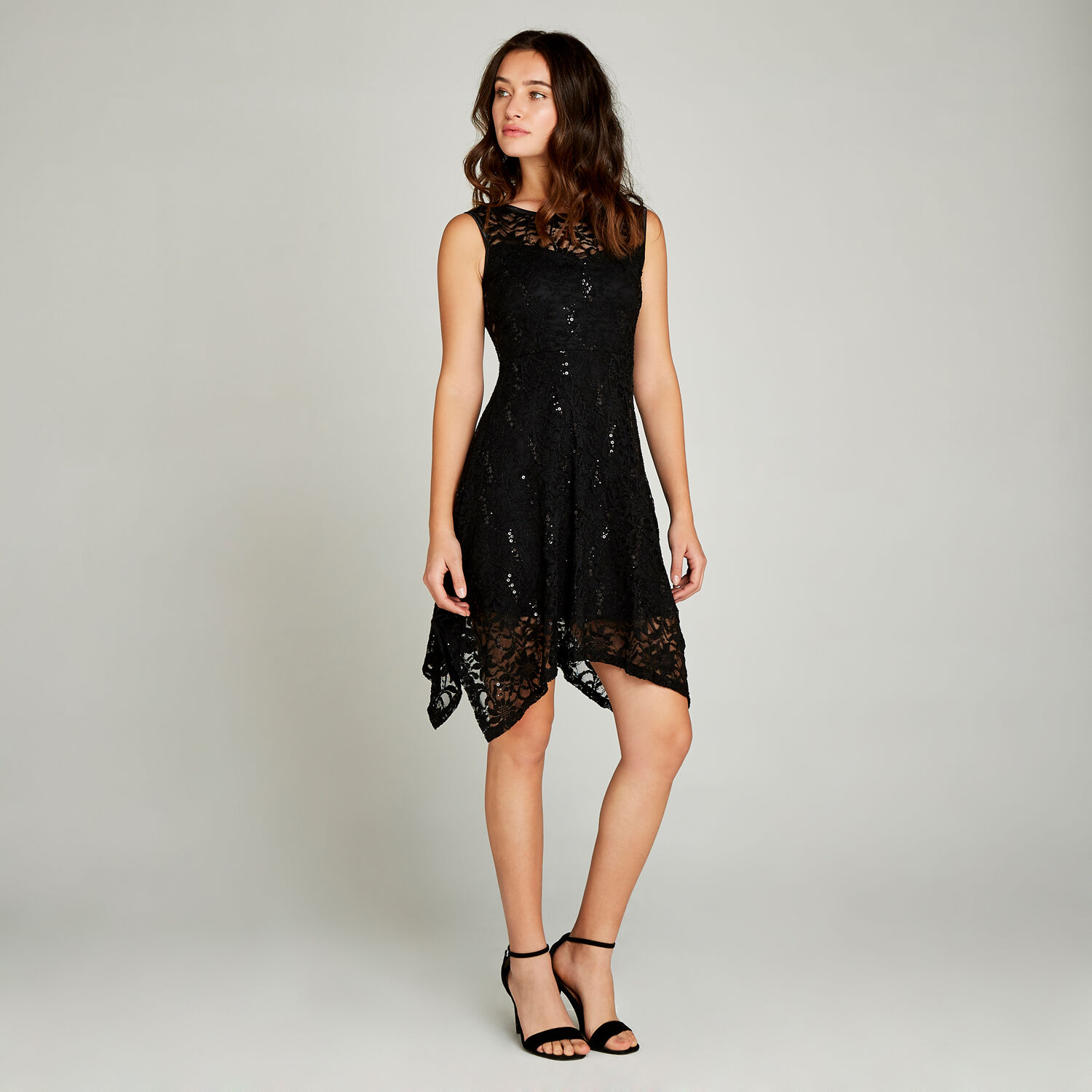 Lace hanky hem skater dress online