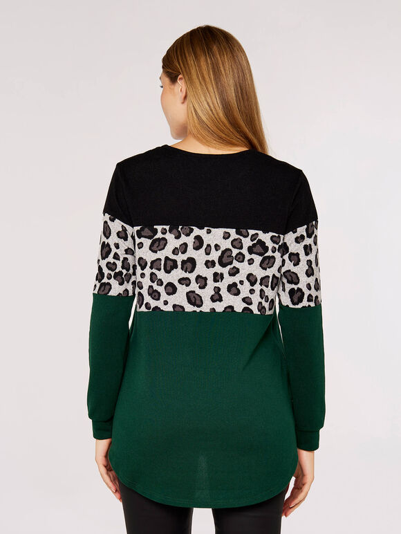 Animal Block Print Jumper, Green, large