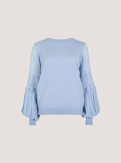Contrast Chiffon Sleeves Jumper