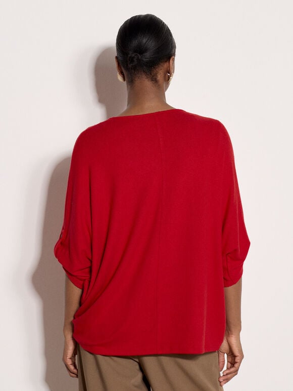 Soft Touch Oversized Batwing Top, Red, large