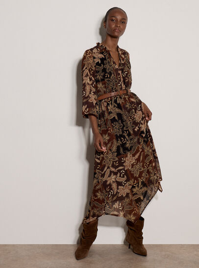 Patchwork Paisley Chiffon Maxi Dress