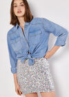 Sequin Pencil Mini Skirt, Mint, large