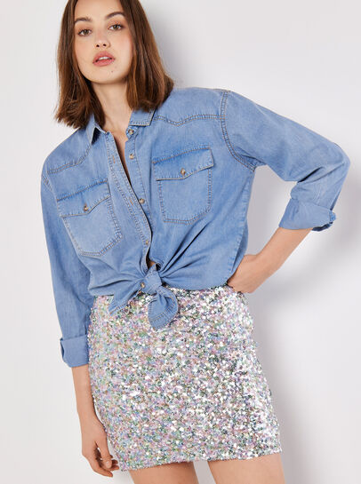 Sequin Pencil Mini Skirt