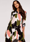 Brushstroke Print Mini Shirt Dress, Khaki, large