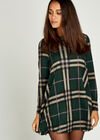 Blanket Check Swing Dress, Green, large