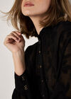 Embroidered Leaf Chiffon Blouse, Black, large