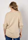 Cotton Blend Ruched Side Jumper, Stone, large