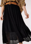 Shimmer Crinkle Midi Skirt, Black, large