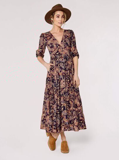 Paisley Tiered Midi Dress