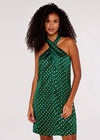 Foil Halter Mini Dress, Green, large