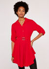 Hanky Hem Belted Top, Red, large