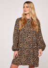Tiered Babydoll Crew Neck Dress, Stone, large