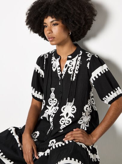 Baroque Print Shirt Mini Dress