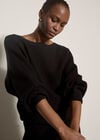Ribbed Knit Batwing Jumper, Black, large
