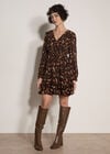 Chiffon Ruffle Paisley Mini Dress, Black, large