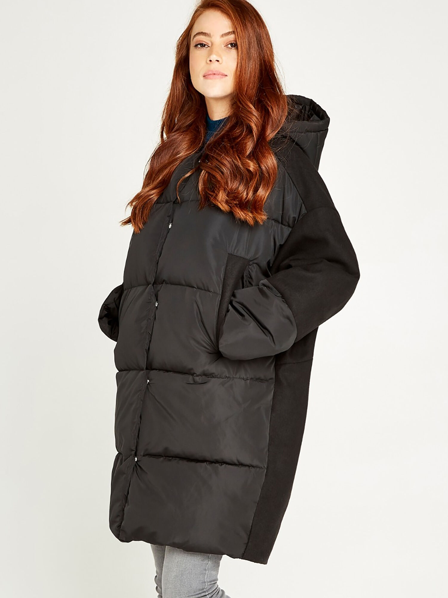 Padded Contrast Puffer Coat | Apricot UK