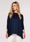 Soft Touch Split Top, Navy, large