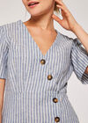 Stripe Asym Button Dress, Blue, large