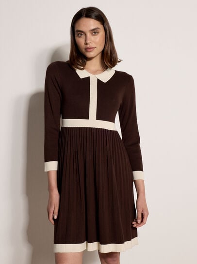 Colour Block Retro Knit Mini Dress