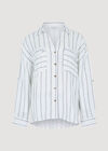 Cotton Stripe Boxy Shirt, White, large