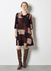Colour Block Swing Mini Dress, Burgundy, large