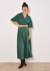 Boho Belted Midi Skirt, Green, large