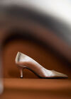 Leather Stiletto Heel Shoes, Silver, large