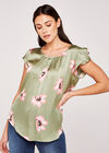 Large Flower Satin Tulip Top, Mint, large