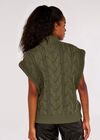 Chunky Cable Knit  Vest, Khaki, large