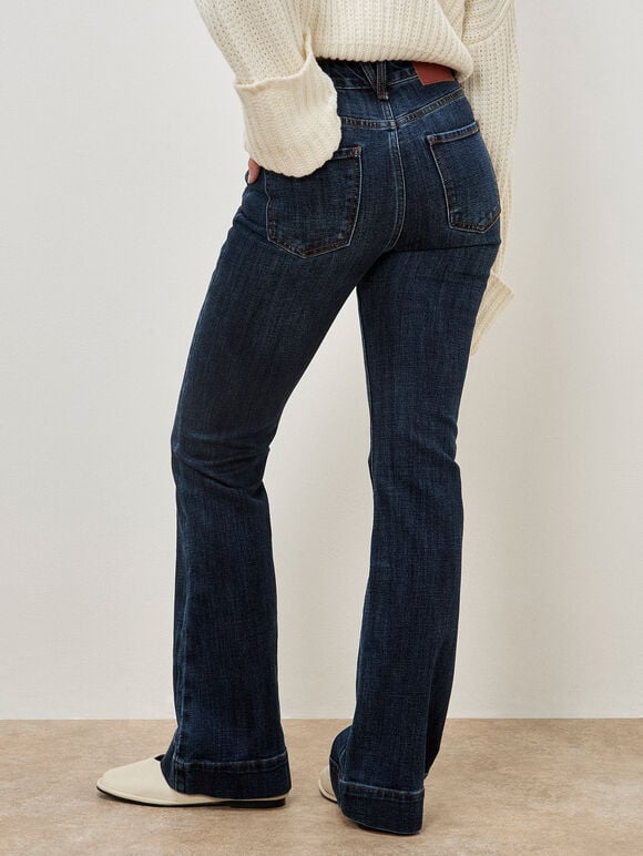 Lena Fit And Flare High Waist Jeans, Navy, large