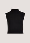 High Neck Knitted Crop Top, Black, large