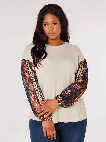 Boho Patchwork Contrast Top