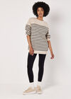 Stripe Rib Knit Longline Jumper, Stone, large