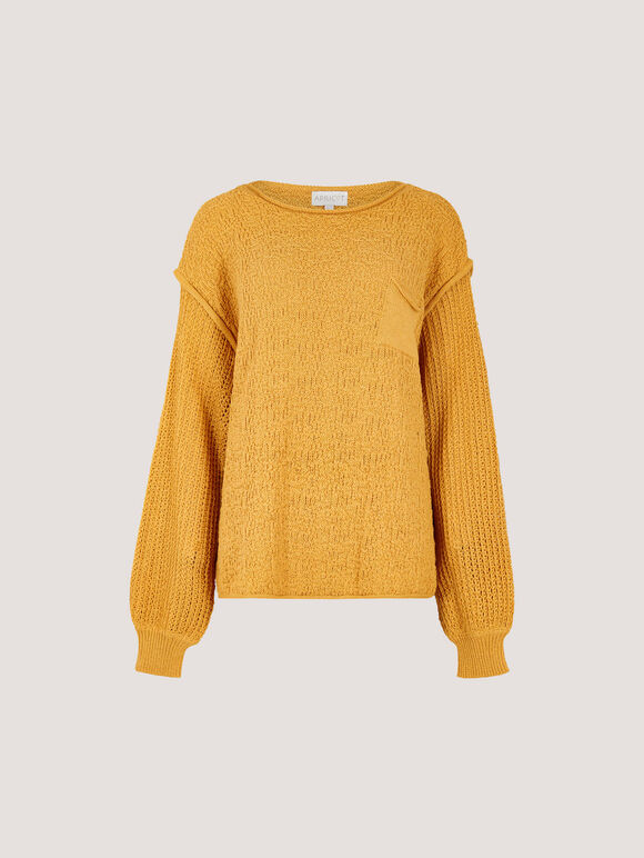 Textured Knit Oversized Jumper, Mustard, large