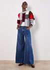Colour Block Chunky Knit Cable Jumper, Grey, large