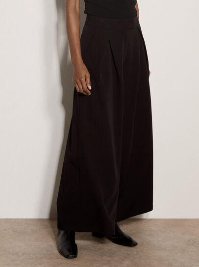 Wide-Leg Pleated Tailored Trousers