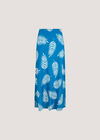 Tropical Leaf Bias Maxi Skirt, Blue, large