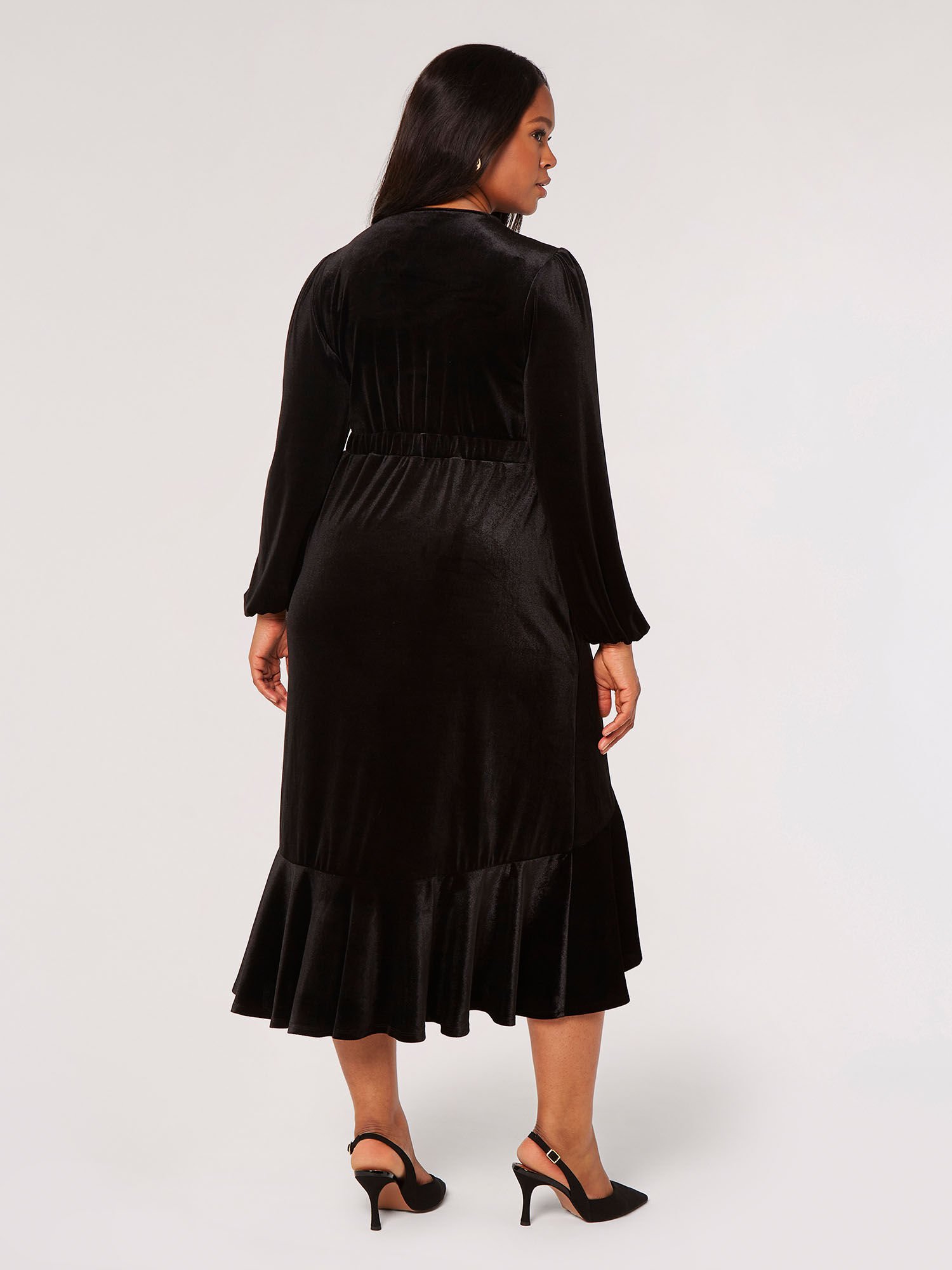Curve Velvet Wrap Midi Dress | Apricot Clothing